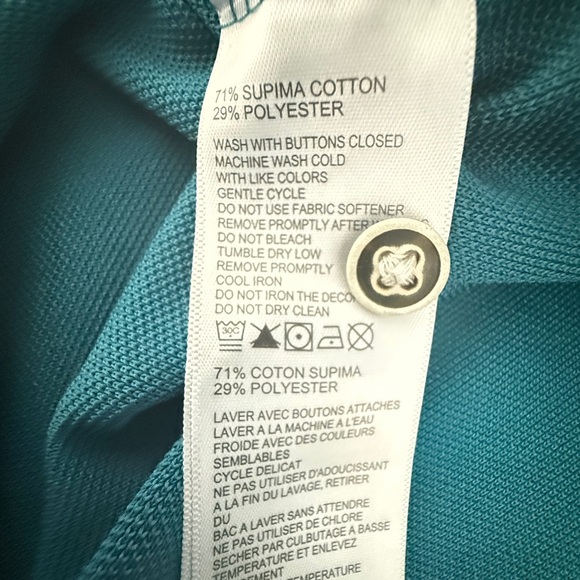 Tommy Bahama IslandZone SUPIMA® Cotton Long Sleeve Polo Shirt XLTeal Blue - Picture 5 of 13